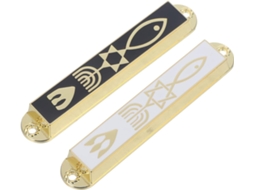Mezuzá Porta Zinco Preto Decorativa Delicada Conjunto 2 Peças Decorar Diversos Ambientes Estilo Elegante GOKOCO