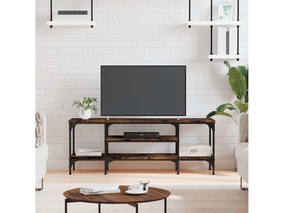 Vidaxl Móvel De Tv 121x35x45cm Derivados Madeira/ferro Carvalho Fumado