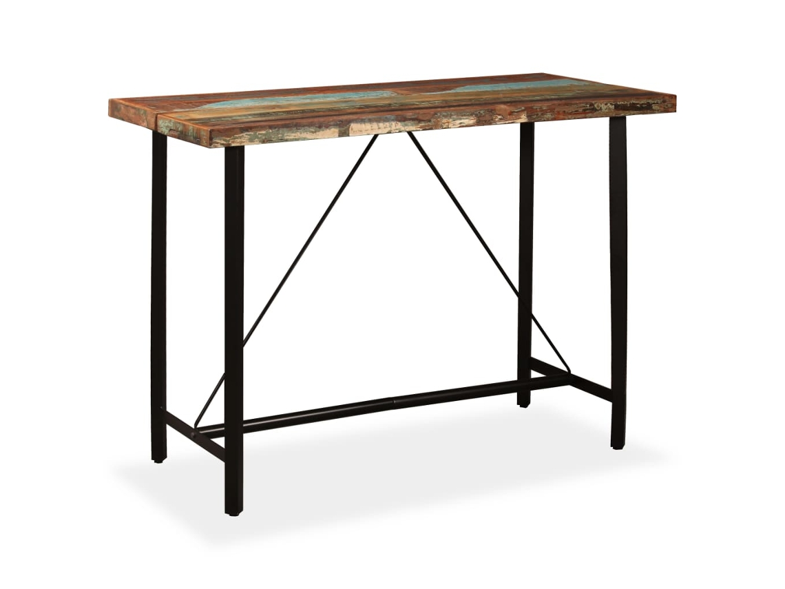 Vidaxl Mesa De Bar Em Madeira Reciclada Maciça 150x70x107 Cm
