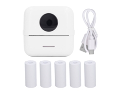 Walshlxq impressora Térmica Portátil Mini de Bolso Sem Fio de Alta Definição com 5 Rolos de Papel para Fotos e Notas, Impressão Sem Tinta, Branca