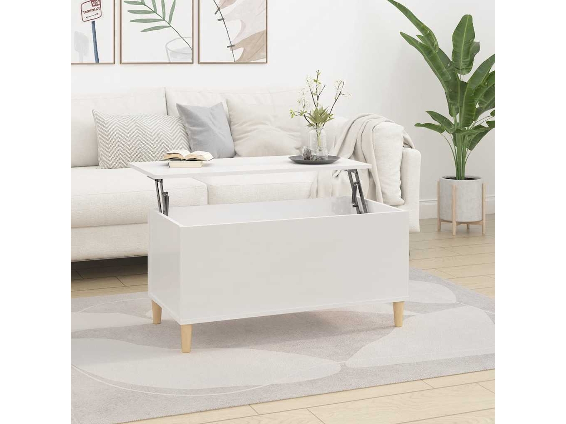 Vidaxl Mesa Centro 90x44,5x45 Cm Derivados De Madeira Branco Brilhante