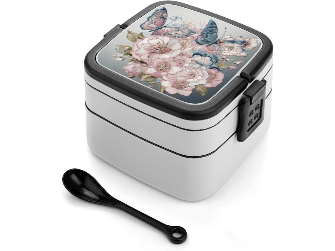 Lancheira Bento De Grande Capacidade Com Design Borboleta, Dupla Camada, Empilhável, À Prova De Vazamentos, Desmontável
