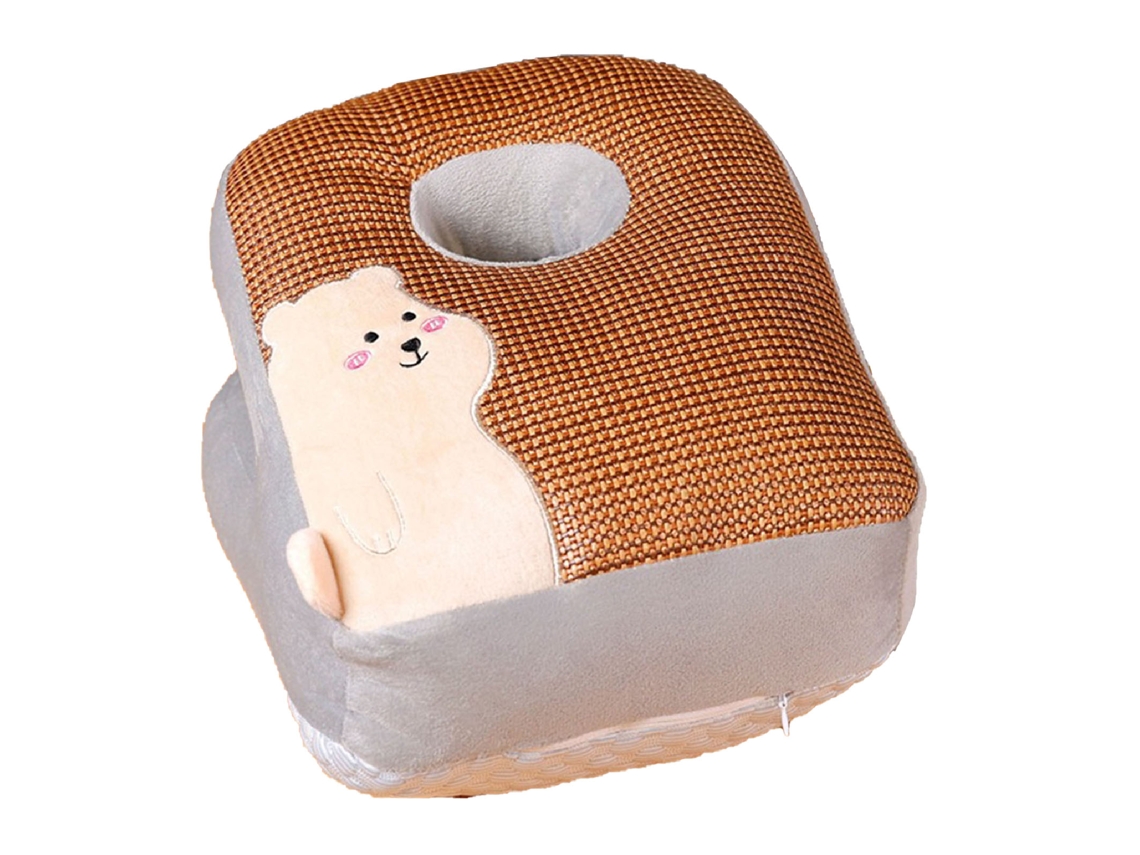 Almohada De Escritorio Para Siesta Estilo Cartoon Respirable Alfombra De Ratán Blanda Oso