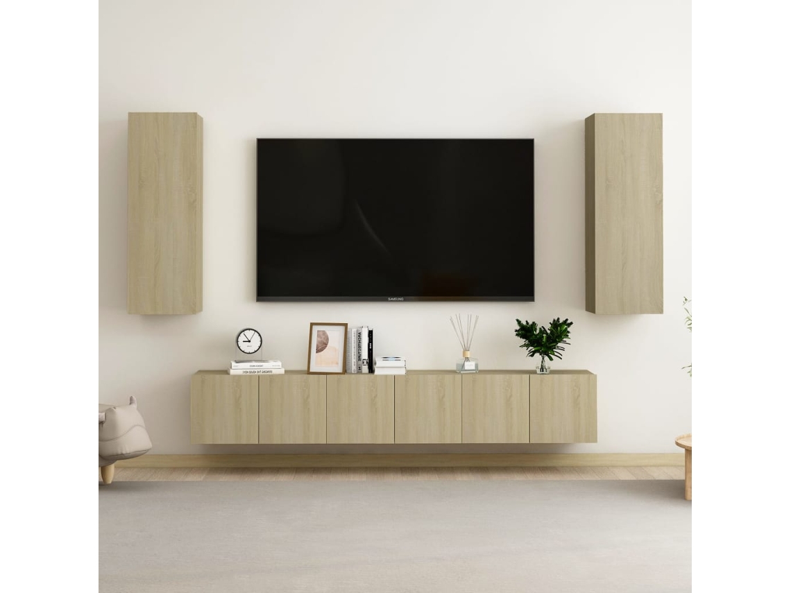 Vidaxl 5pcs Conjunto Móveis De Tv Derivados De Madeira Carvalho Sonoma