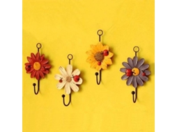 Gancho Decorativo De Parede Com Design De Margarita Em Ferro E Resina Para Pendurar Casacos, Chapéus E Chaves