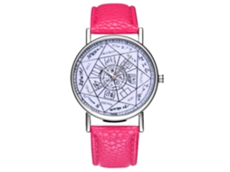Relógio de Pulso de Quartzo para Casais com Pulseira de Couro Rosa Vermelho Moda