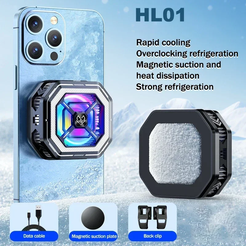 Refrigerador Para Jogos Mobile, Com Ventoinha De Resfriamento Com Clipe Traseiro Magnético Para Semicondutores.