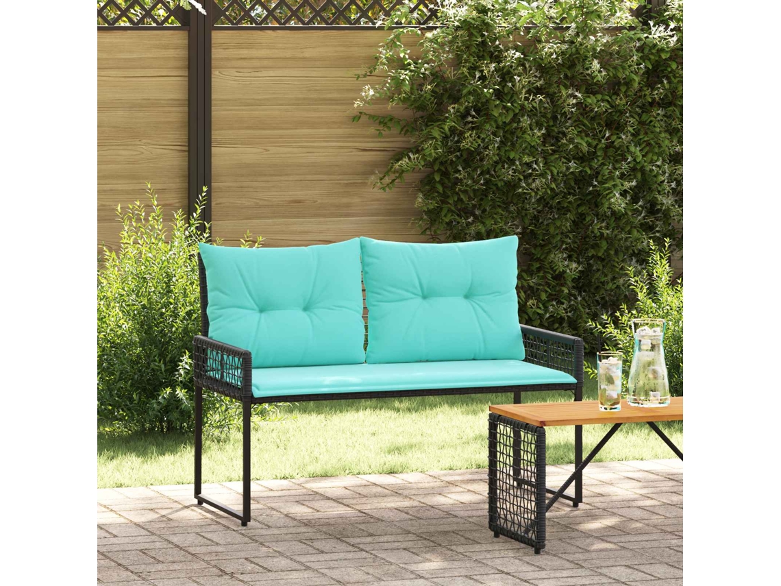 Vidaxl Banco De Exterior Preto E Turquesa 118 X 55 X 82 Cm