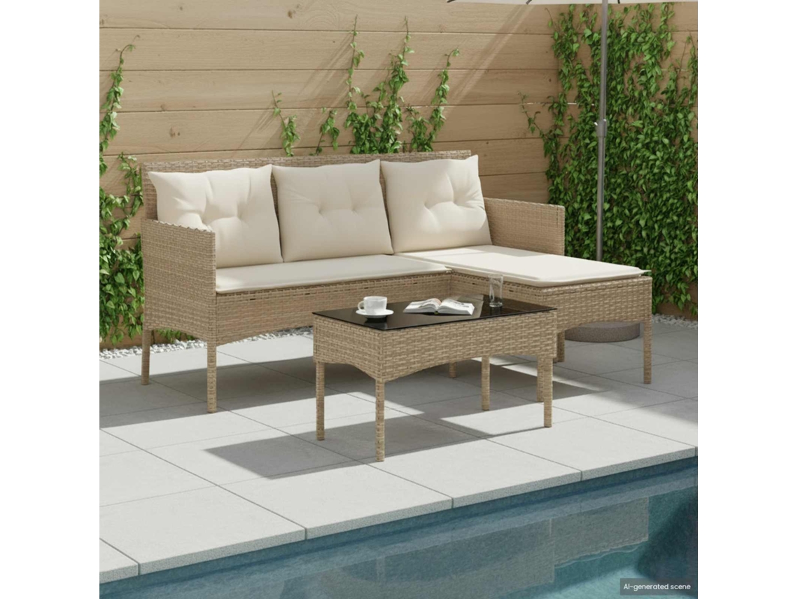 Vidaxl Conjunto De Sofá De Jardim 2 Unid. Vime Pe
