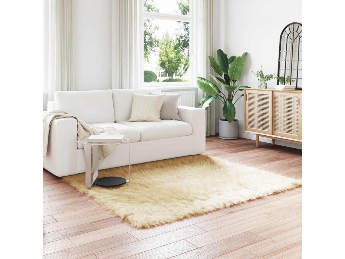 Vidaxl Tapete De De Ovelha Sintética Tafalla Creme 160 X 160 Cm