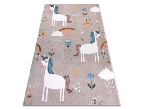 Tapete Fun Sweety Para Crianças, Unicórnio, Arco-Íris Bege (200 x 290 cm)