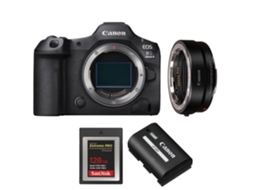 Eos R5 Mark Ii + Ef eos R + 1 Sandisk 128gb Extreme Pro Cfexpress Type B + 1 Canon Lp e6p + Ebook “20 Dicas para Fotos Que Impressionam” CANON