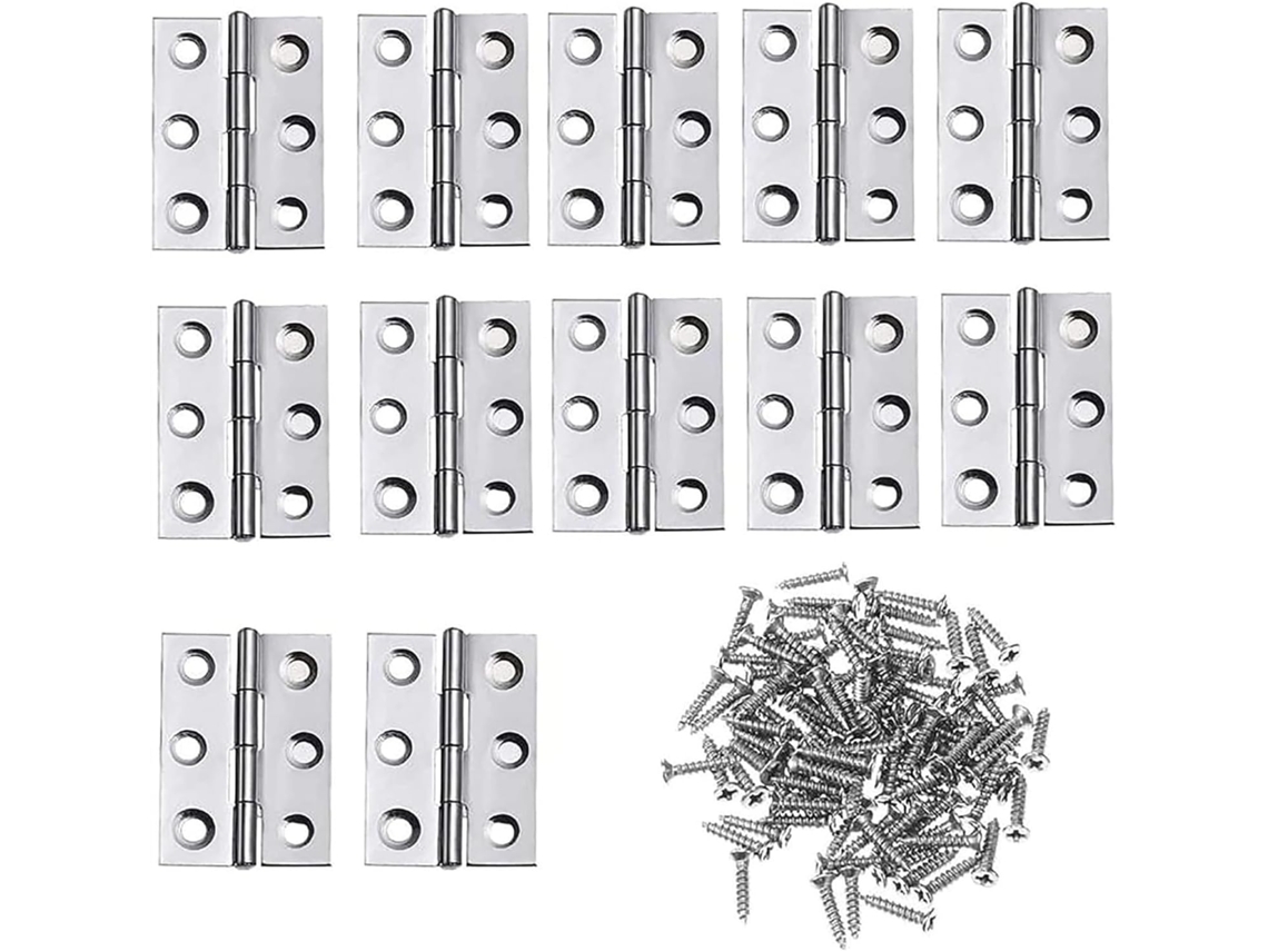 Dobradiça De Porta Europeia, 12 Peças, Miniatura Aço Inoxidável Para