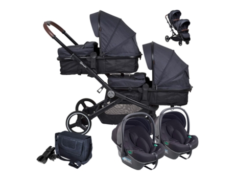 Carrinho De Gémeos 3 In 1 Babygo Twinner Set Grey