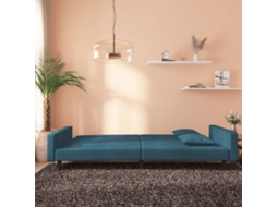 Sofá cama 2 Lugares com Duas Almofadas Veludo Azul SYFAX