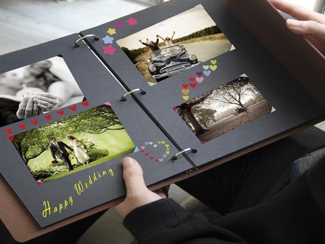 Lurelia Álbum De Fotos Scrapbook, 30 Páginas, Acabamento Em Couro, Scrapbook, Cor Preto