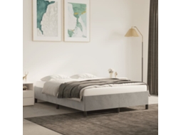 Estrutura De Cama Sem Colchão 140x200 Cm Veludo Cinzento-claro