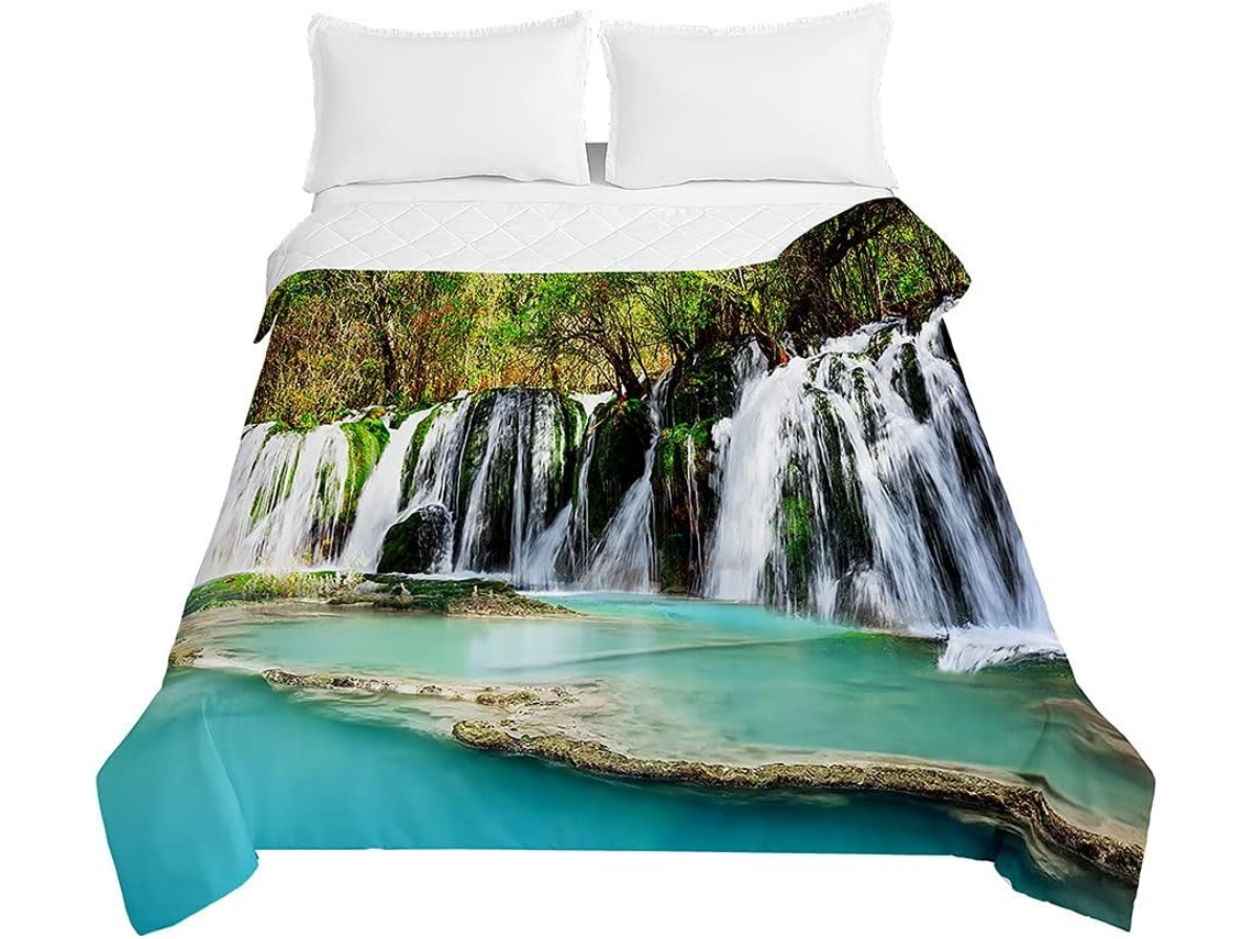 Colcha Acolchoada Fansu Capa de Cama Manta para Ar Condicionado Edredom Conjunto Sofá com Estampa 3d Cachoeira