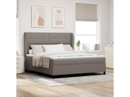 Vidaxl Cama Box Com Cabeceira Cinzento-acastanhado 180 X 200 Cm Tecido