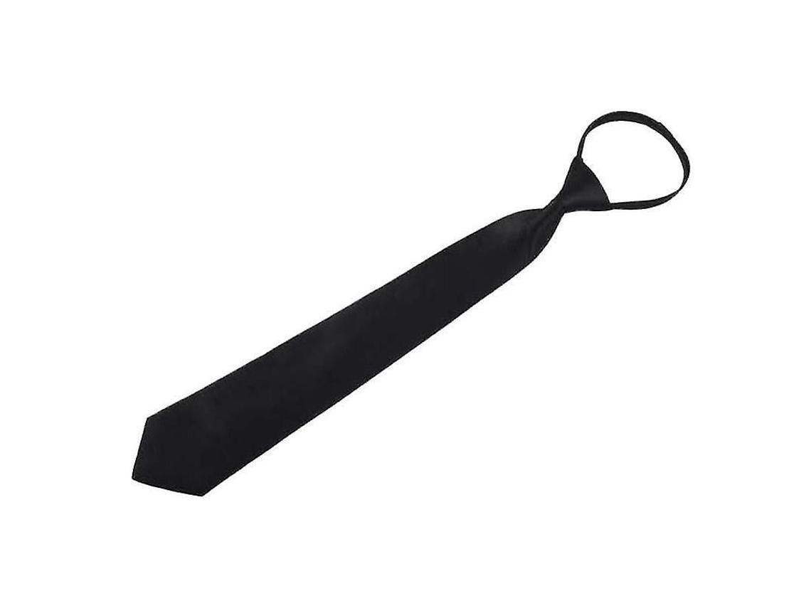 2026 corbata Clip on Negra de Seguridad para Hombres Y Mujeres Doorman Mayordomo Mate Accesorio Funeral Poliéster Cremallera