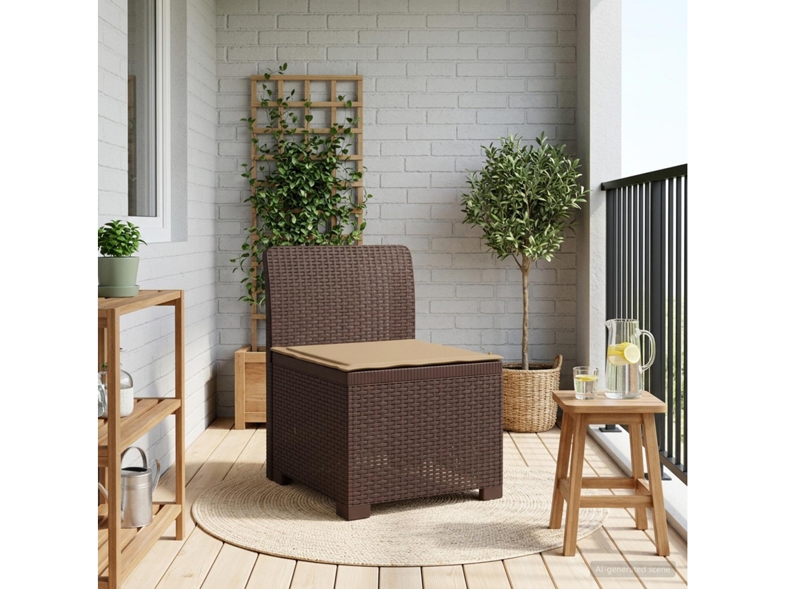 Vidaxl Sofá De Jardim 1 Lugar Com Almofada Look Rattan Pp Castanho
