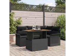 Vidaxl Conjunto De Sofá De Jardim 5 Pcs Preto Rattan Sintético