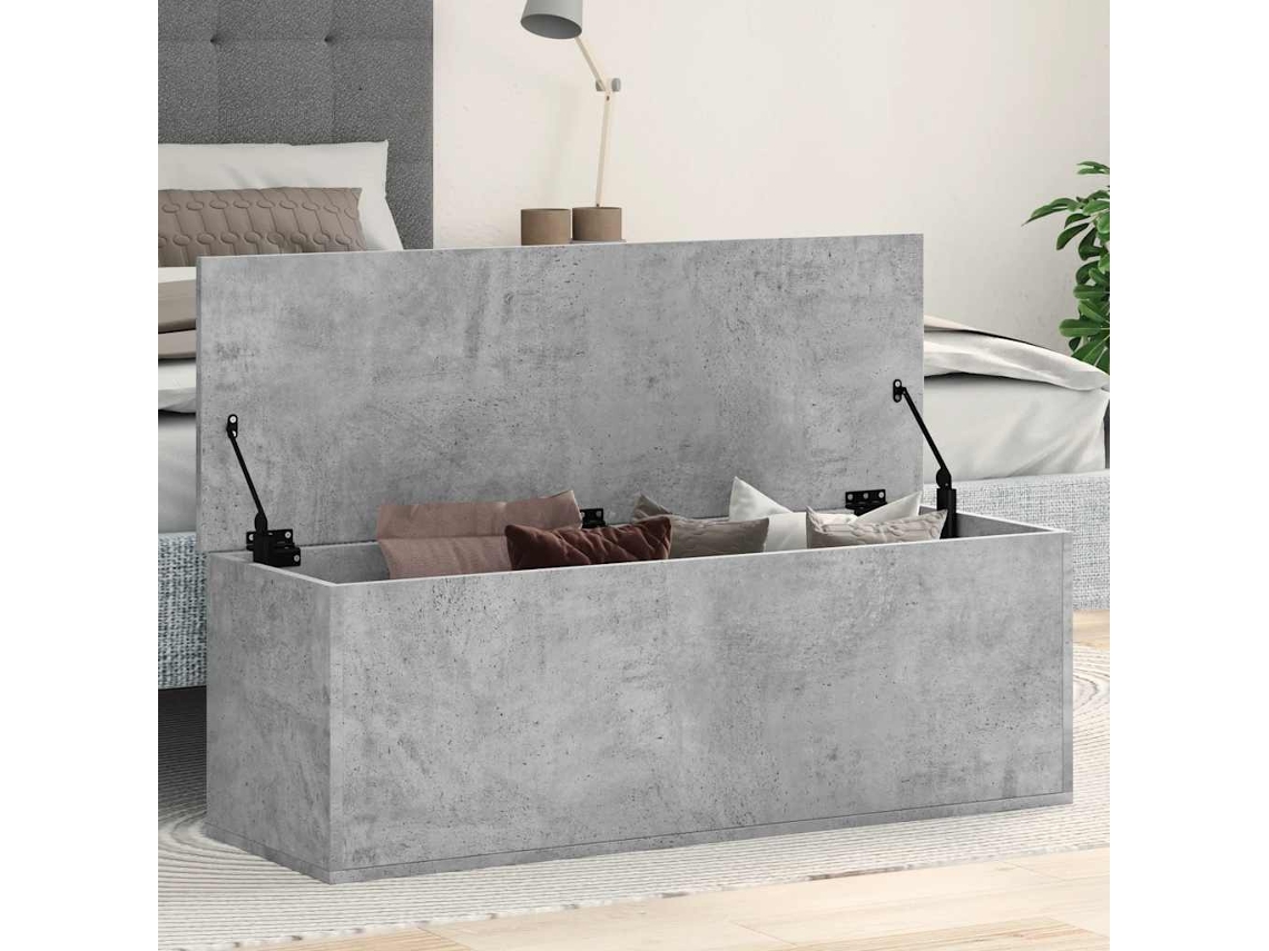 Vidaxl Caixa De Arrumação 102x35x35 Cm Derivados Madeira Cinza Cimento