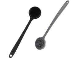 Lurelia Conjunto De 2 Escovas De Silicone Para Duche, Silicone Macio, Cabo Longo E Com Argola, Banho Relaxante Confortável