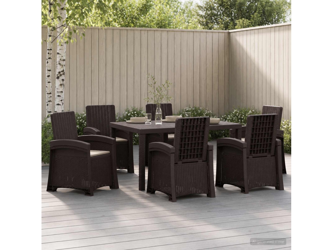 Vidaxl Conjunto De Jantar Para Jardim 7 Unid. Pp