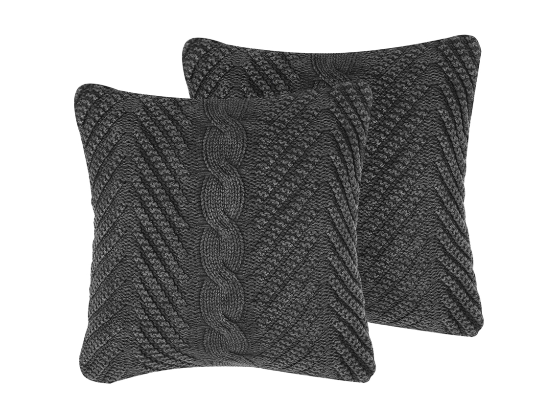 Conjunto de 2 almofadas BELIANI Konni de Algodão Cinzento 45x45x10