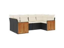 Conjunto Sofás de Jardim 6 Pcs com Almofadões Vime Pe Preto MAISON EXCLUSIVE (6 pcs)