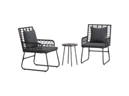 Conjunto de 3 Jantar para Jardim Vime Pe Preto e Antracite MAISON EXCLUSIVE