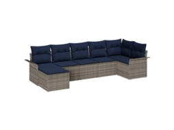 Maison Exclusive - Conjunto De Sofá De Jardim 7 Pcs Cinzento-claro Vime Pe