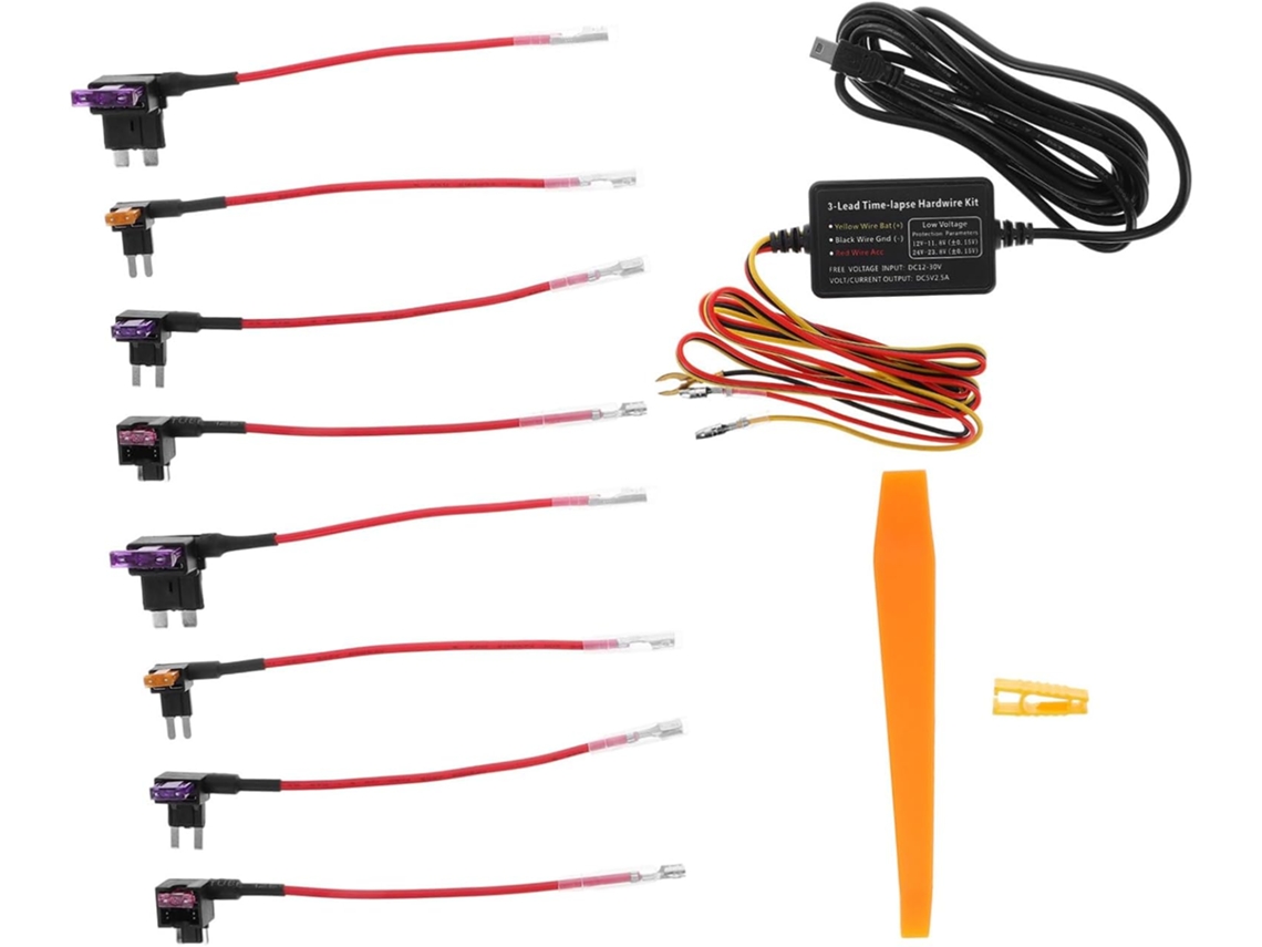 Kit De Fiação Rígida Para Câmera Veicular De 12v-24v Para 5v Com Fusível