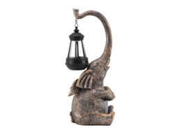 Escultura de Elefante com Luz Led Solar Lanterna Decorativa Jardim Presente Resina | S/MARCA