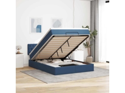 Vidaxl Estrutura De Cama Otomana Com Colchão Tecido Azul 140x200cm