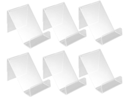Suporte Para Celular Em Acrílico Branco Transparente, Prático E Resistente, Pacote Com 10 Unidades.