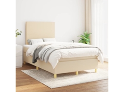 Vidaxl Cama Com Molas/colchão 120x200 Cm Tecido Cor Creme