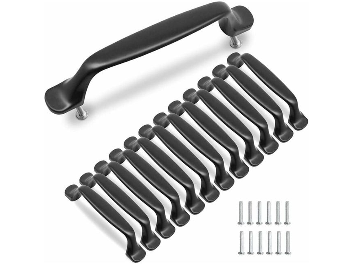 Conjunto de 10 puxadores pretos para armários de cozinha, 96 mm, liga de alumínio com parafusos X001