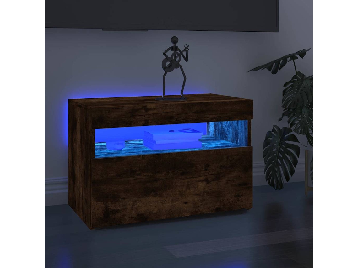 Vidaxl Móvel De Tv Com Luzes Led 60x35x40 Cm Carvalho Fumado