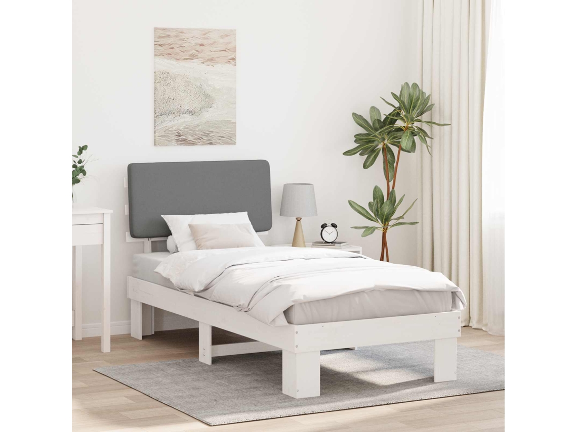 Vidaxl Estrutura De Cama Com Cabeceira Estofada Cinzento-claro