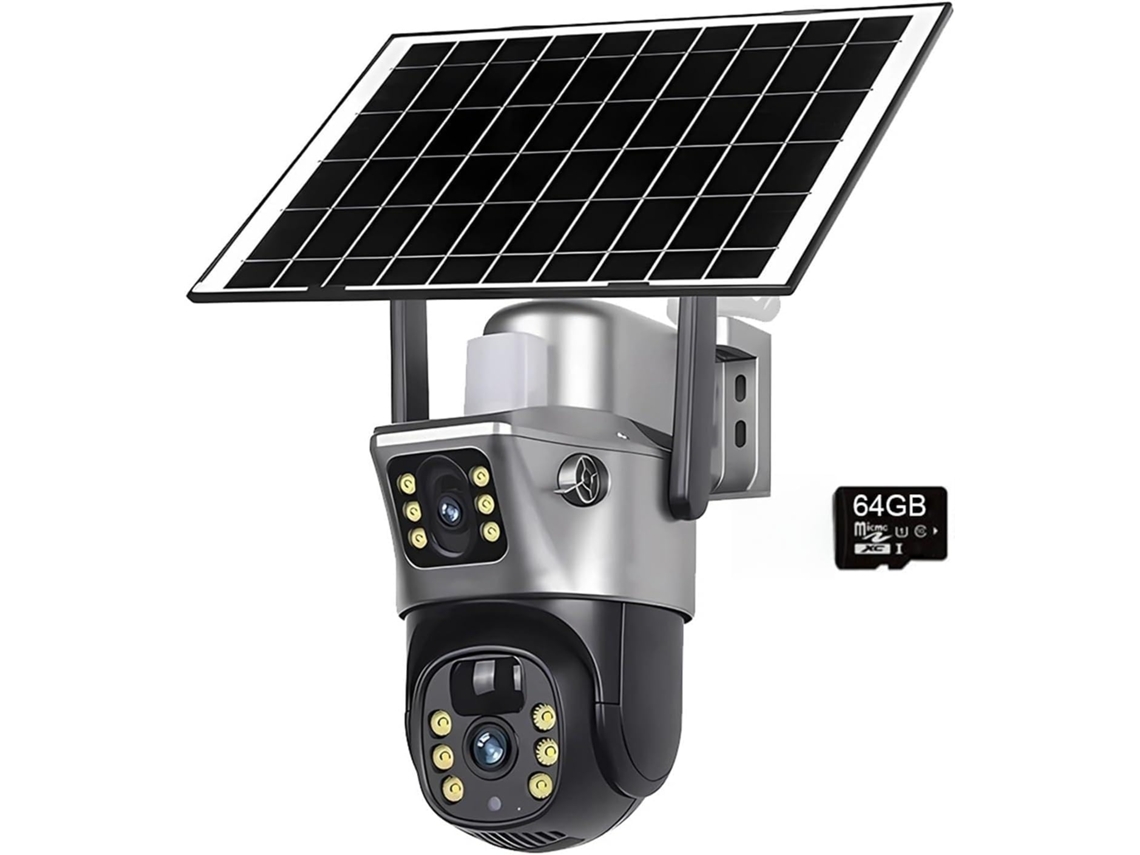 Câmera Solar Wifi 4k 4mp, Lente Dupla, Tela, Cftv, Detecção Humana Pir SFUSHOS