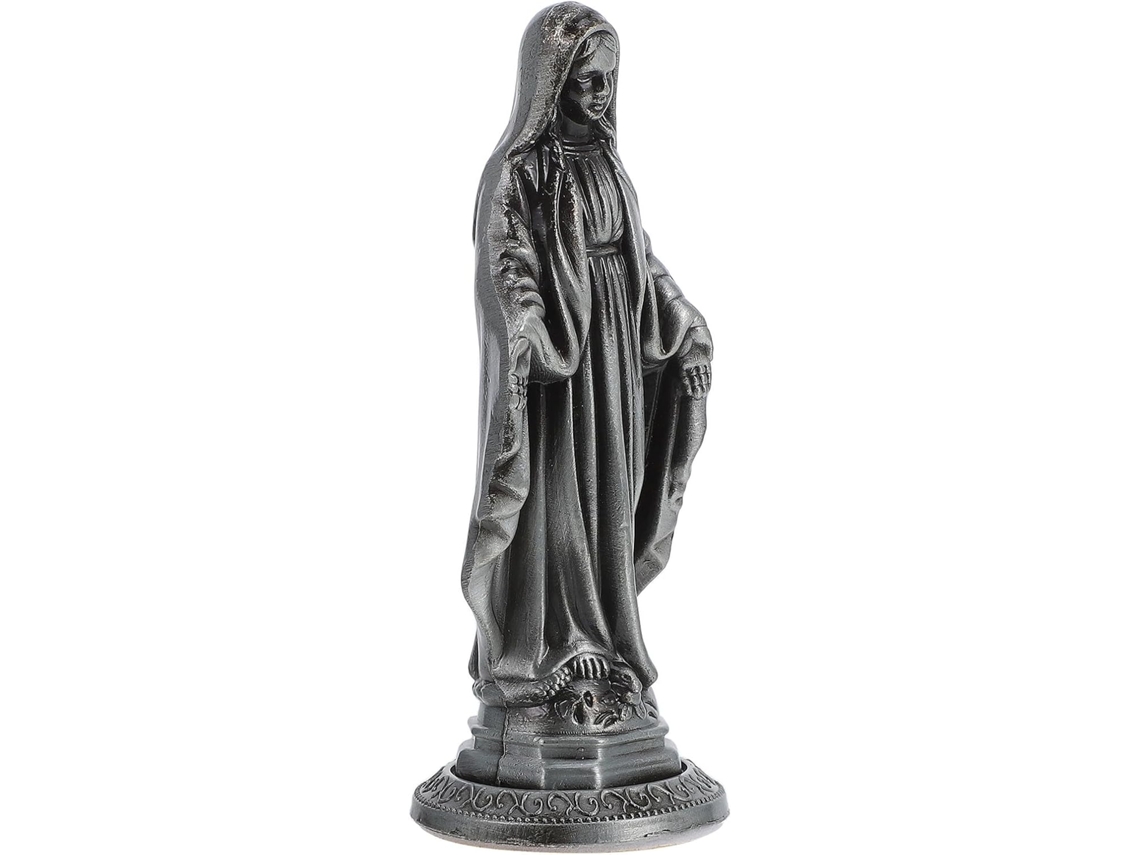 Estatueta Virgem Maria Sólida Finamente Trabalhada Zinco Prateado Decoração Religiosa Estar Quarto Liga Sala GOKOCO