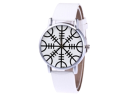 Relógio de Pulso Analógico com Pulseira Pu Quartzo para Mulher Branco