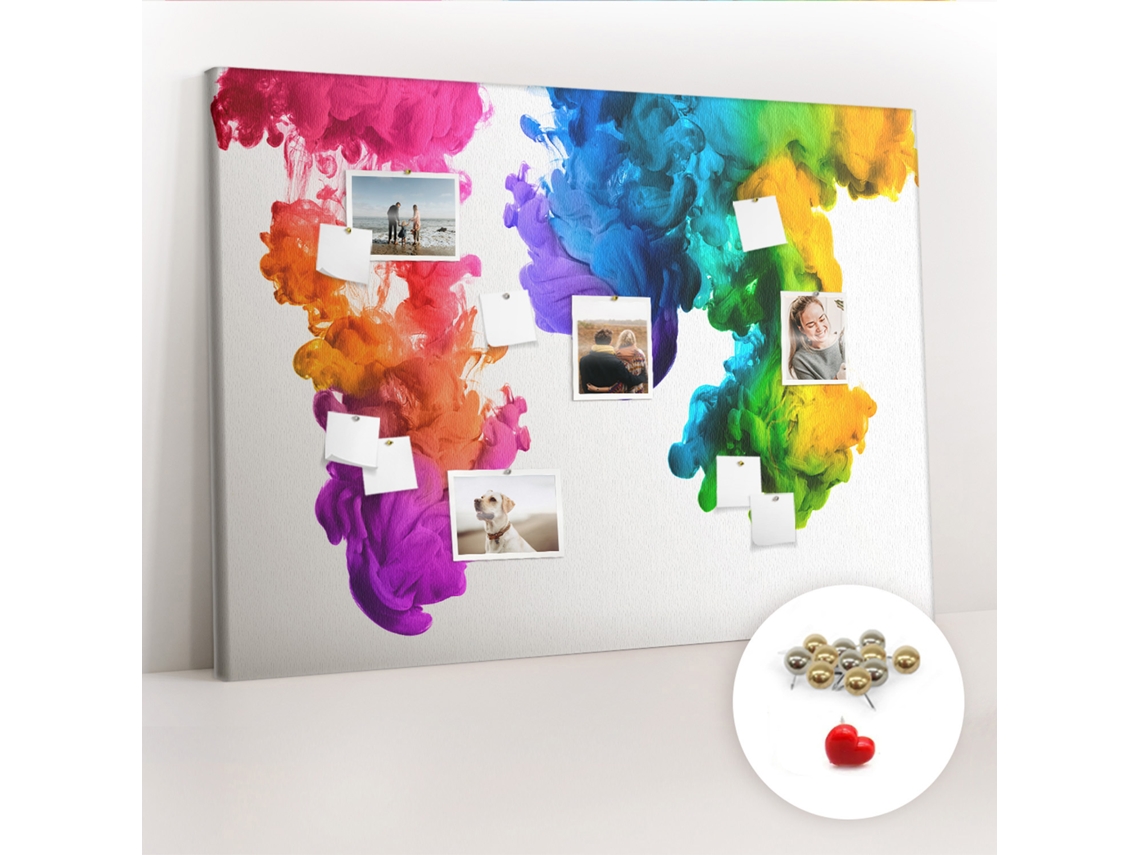Quadro De Cortiça Com Impressão Arco-íris De Cores Para A Sala De Estar Espelharte (140x100 Cm)