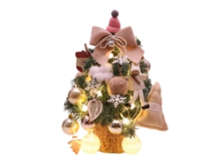 Pequena Árvore de Natal com Luzes Ajustáveis Pvc Leve Mesa 35cm Bege Decoração Natalina S/MARCA