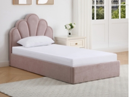 Cama com Cofre Coraluno VENTE-UNIQUE.PT Rosa 90x190 cm com Colchão e Estrado
