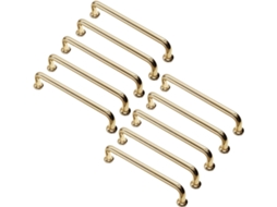 Conjunto De 10 Puxadores Dourados Metal Maciço Para Armários, Gavetas, Cômodas, Cozinhas E Banheiros