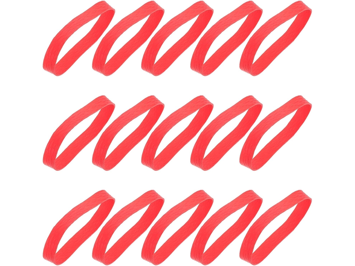 Elásticos vermelhos Angooily, ideais para organizar material escolar, resistentes às intempéries.