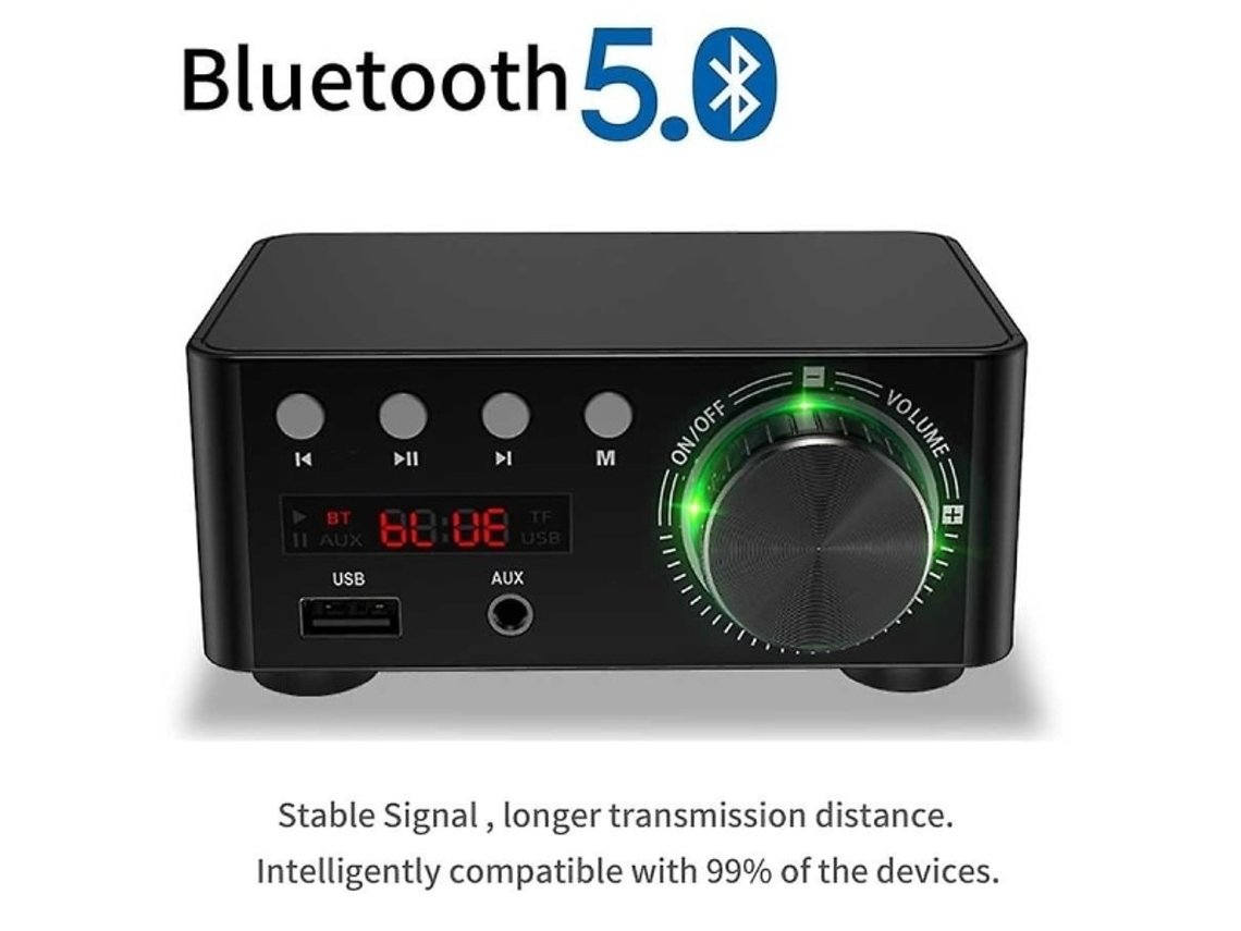 Amplificador Hifi Classe A De 100w Com Bluetooth 5.0, Compacto E Digital, Compatível Com Entradas De Áudio Rca, Pen Drive E Cartão Sd.